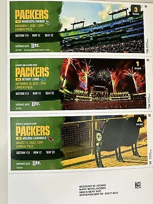 Green Bay Packer Season Tickets 2020 7 Tickets • $7.99