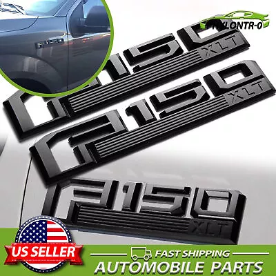 2Pcs Side Door Fender Emblem For F-150 XLT 3D Matte Black Truck Badge 2015-2018 • $22.99