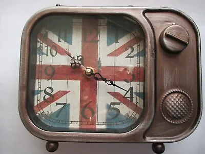 Union Jack Vintage Television Shabby Chic Clock New Unused • £13.25