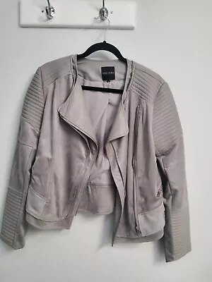 Decjuba Grey Suede Leather Jacket Bnwot Size 14 • $45
