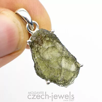 3.77g Moldavite Tektite Genuine Rough In Silver Prongs .925 Pendant #VS40 • $109