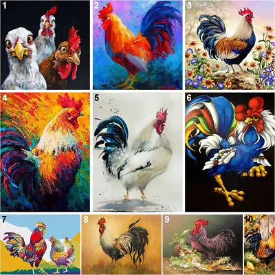 $14.28 • Buy Chicken Full Drill 5D Round Diamond Painting Cross Stitch Kits Decor Art Rooster