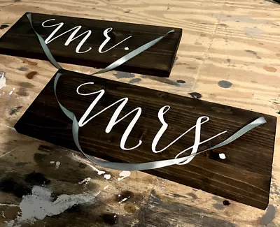 Handmade Mr. & Mrs. Wooden Chair Back Wedding Signs • $7.99