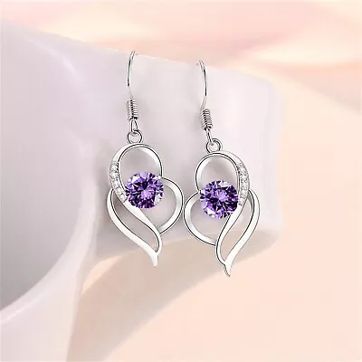 Small Dangle Earrings For Women Women's Crystal Pendant Earrings Eternal Heart • £1.19