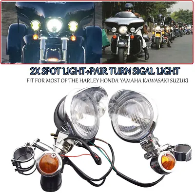 Passing Turn Signal Lamp Driving Fog Spot Light Bar Kit For Harley Motorcycle US • $36.99