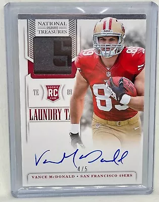 2013 National Treasures Laundry Tag Rookie RC Auto Patch Vance McDonald 4/5 SSP • $89.99