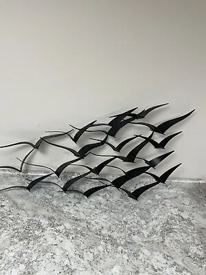 Seagulls Flock Of Birds Metal Wall Art Sculpture ~ 3-D ~ Textured Black Finish • $79.99