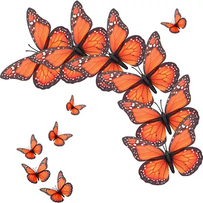 $10.82 • Buy 10Pcs Monarch Butterfly Decoration Sticker Craft Wall Decor 3D Bedroom 4.72 Inch