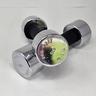 Vintage Chrome 5 Lb Dumbbell Pair Set Screw On Weights  - 10lbs Total • $39.69