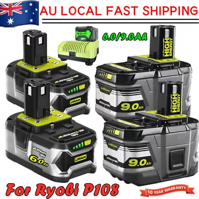 2X 18V 12Ah P108 Lithium Genuine Battery For RYOBI ONE+ PLUS P107 6Ah / Charger • $238.98