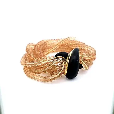Verdura Vintage 84.70 Grams 18k Yellow Gold Onyx Gemstone Bracelet • $11176.47