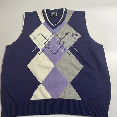 Vintage Southpole Sweater Vest Mens XXL Purple Argyle Pullover Golf Hip Hop Y2K • $18.79