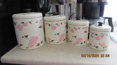 $40 • Buy Tin Canister Set Of 4 By Ransburg Made In USA Vintage Kitchen