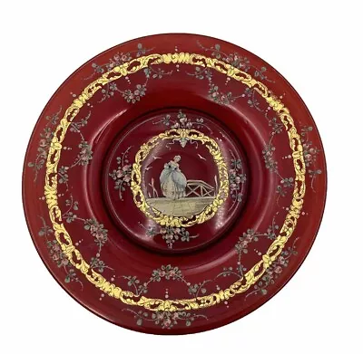 Antique Salviati Moser Glass Plate Ruby Red Floral Lace Murano Venice • $44.80