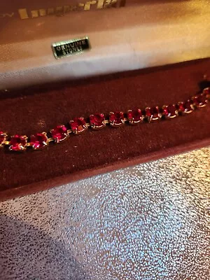 VINTAGE IMPERIAL ~ Genuine Stones ~  BRACELET ~ Garnet? ~ Original Box • $32.95