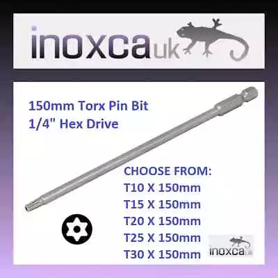 150mm LONG TORX PIN HOLE HEX DRIVE BIT 1/4  T8 T9 T10 T15 T20 T25 27 T30 T35 T40 • £8.46