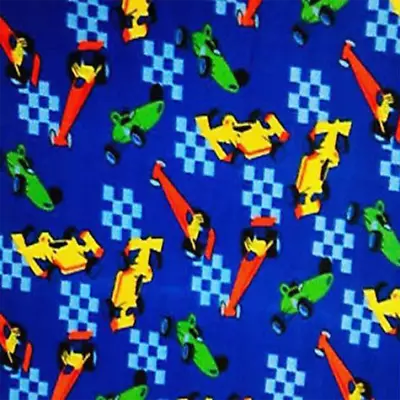 Race Cars Royal Blue Print Fleece Fabric - 60  Wide - Sold By The Yard & Bolt • $149.25