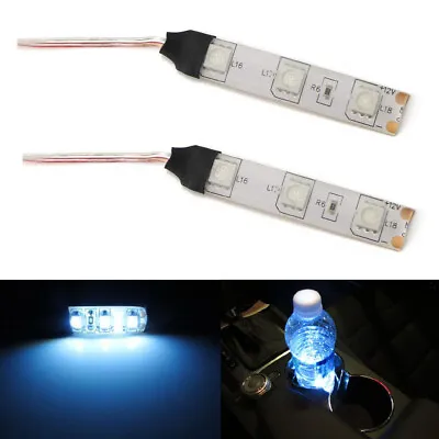 3-SMD White LED Strip Lights For Cup Holder Gauge Cluster Glove Box Foot Area • $6.99