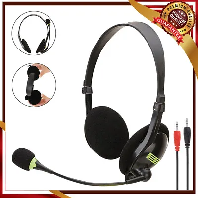£12.89 • Buy 3.5mm Computer Headset Wired Headphones For Call Center PC Laptop Skype UK