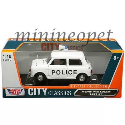 Motormax 79742 1961-67 Morris Mini Cooper Police Car 1/18 Diecast Model White • $33.80