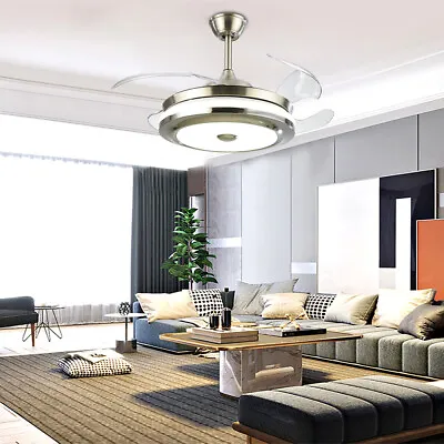 36 /42  Modern Invisible Ceiling Fan Light Dimmable LED Chandelier Lamp +Remote • $91.20