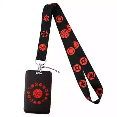 Naruto Anime Mangekyō Sharingan Eyes Black Red Lanyard With ID Badge Holder • $7.99