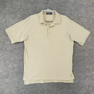 Vintage Burberrys Shirt Mens Medium Polo Short Sleeve Beige Striped Made In USA • $22.13