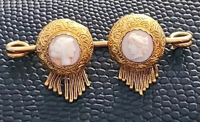 Antique Estate 22k Gold Double Cameo Pin Brooch Earrings Man Woman Heads 6.5 Gr • $195