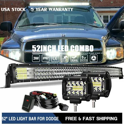 Front Windshield 52 Inch LED Light Bar Curved For Dodge Ram 1500/2500/3500 Upper • $90.99