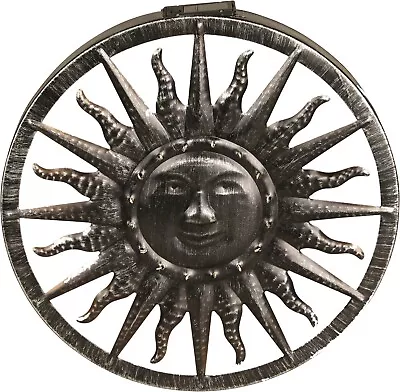 Luxform Solar LED Light Sun Wall Ornament Old Silver Lighting Garden Decor • £14.99