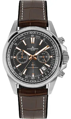 Jacques Lemans Men's Watch Chronograph Liverpool Braun / Grey Chrono 1-2117W • $398.28