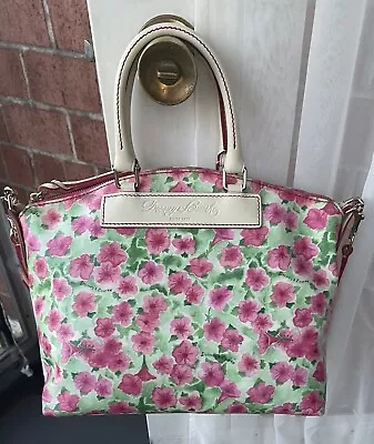 EUC! Dooney & Bourke PINK Small Petunias Collection Satchel For Springtime Fun! • $79