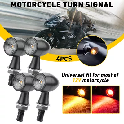 4PCS Mini Motorcycle LED Bullet Turn Signals Blinker Light Indicator Amber Lamps • $23.49