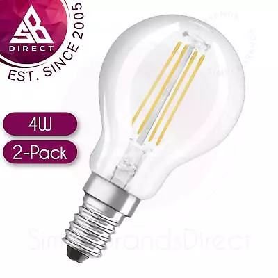 Osram 4 W LED Light Bulb│Filament Clear Glass Mini Globe│Not Dimmable│E14│2 Pack • $33.11