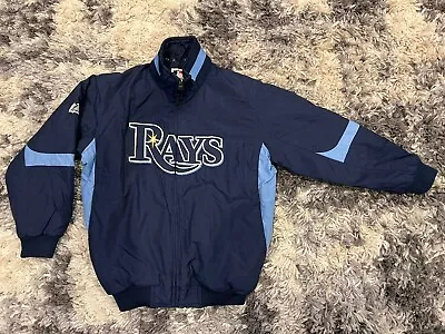 Authentic Majestic Tampa Bay Rays Vintage Zip Up Lined Jacket MLB Youth Small • $12