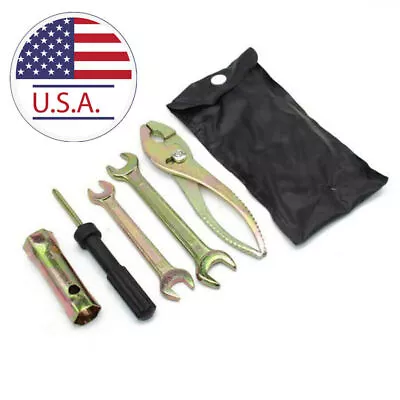 Motorcycle ATV Spark Plug Spanner Wrench Socket Tool Kit Universal + Storage Bag • $13.22
