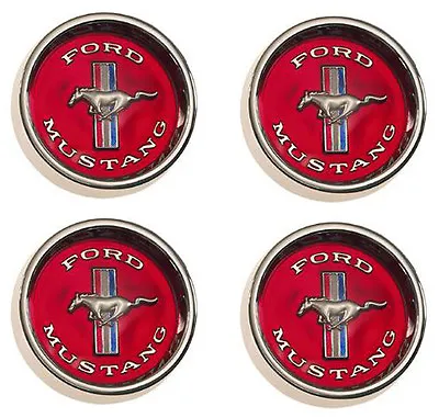 NEW! 1965 - 1966 - 1967 Mustang Style Steel Wheel Hub Caps Set Of 4 Red Center • $114.95