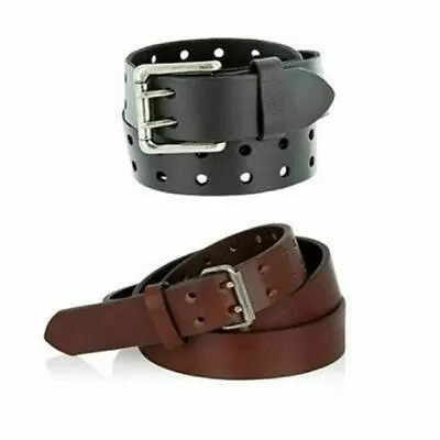 NEW! Genuine Barbados LEATHER 28  30  32  34  36  Mens Womens Double Prong Belt • $6.90