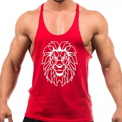 Geometric Lion Head Gym Vest Bodybuilding Muscle Training Weightlifting Top  • £8.99