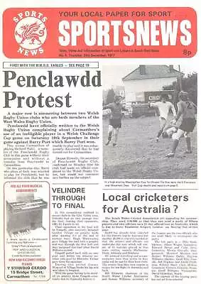 Swansea Sportsnews No4 Sep 1977 Penclawdd RFC Mervyn Davies Snooker & Darts • £7.99