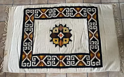 Vintage Hand Woven Wool Southwestern Blanket / Wall Hanging 50x77  • $29.50