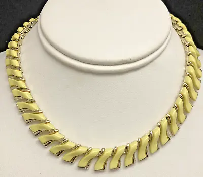 Vintage Coro Signed Lemon Yellow Gold Tone 14-17'' Choker Necklace Bracelet Set • $67.23