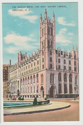 Undated Unused Postcard Mizpah Hotel And First Baptist Church Syracuse New York • $4.49