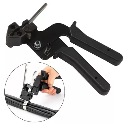 Stainless Steel Metal Cable Zip Tie Fasten Gun Pliers Crimper Tensioner Tool • £19.99