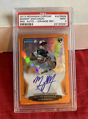 2013 Bowman Chrome Manny Machado Rookie Auto Orange Refrac /25 PSA 9 COLOR MATCH • $500