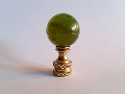 Green Round Glass Ball Marble Agate Lamp Finial Topper With Brass Swivel Base • $9.99