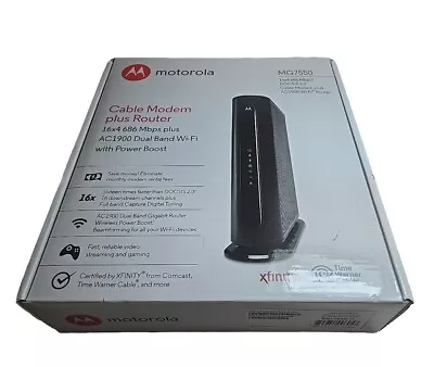 NEW Motorola MG7550 Modem AC1900 WiFi Router Combo With Power Boost  • $54.99