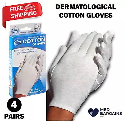 Cara Moisturizing Eczema 100% Premium Cotton Gloves Small White - 4 Pairs • $9.95