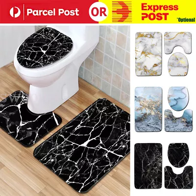 Washable Anti Slip Bathroom Mat Toilet Seat Lid Cover Pedestal Rug Bath Carpet • $22.91