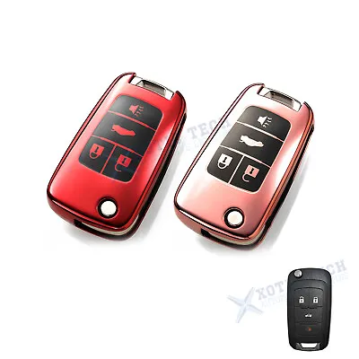 2X Red / Rose Gold TPU Full Cover Remote Control Flip Key Fob Case For Chevrolet • $8.99